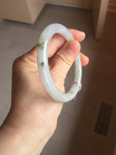 Load image into Gallery viewer, 55.5mm certified Type A 100% Natural light purple with red brown floating flowers round cut Jadeite Jade bangle J134-4085
