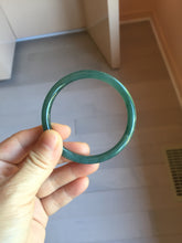 Load image into Gallery viewer, 56mm Certified Type A 100% Natural dark green/blue/gray Guatemala slim round cut Jadeite bangle PJ20-9698