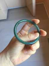 Load image into Gallery viewer, 56mm Certified Type A 100% Natural dark green/blue/gray Guatemala slim round cut Jadeite bangle PJ20-9698