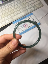 Load image into Gallery viewer, 54.8mm Certified Type A 100% Natural dark green/blue/gray with Guatemala slim round cut Jadeite bangle PJ103-5627