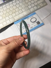 Load image into Gallery viewer, 54.8mm Certified Type A 100% Natural dark green/blue/gray with Guatemala slim round cut Jadeite bangle PJ103-5627