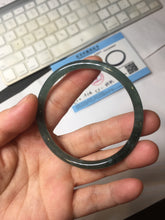 Load image into Gallery viewer, 54.8mm Certified Type A 100% Natural dark green/blue/gray with Guatemala slim round cut Jadeite bangle PJ103-5627