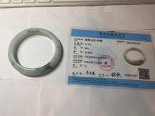 Load image into Gallery viewer, 54.6mm Certified Type A 100% Natural white/light green with grenn floating flowers Jadeite Jade bangle E154-2437