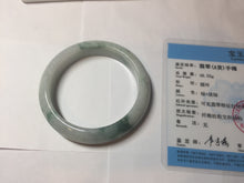 Load image into Gallery viewer, 54.6mm Certified Type A 100% Natural white/light green with grenn floating flowers Jadeite Jade bangle E154-2437