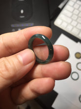 Load image into Gallery viewer, 17.9mm 7 3/4 100% natural type A icy watery green/blue Guatemala jadeite jade band ring group BP76