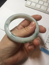 Load image into Gallery viewer, 54.6mm Certified Type A 100% Natural white/light green with grenn floating flowers Jadeite Jade bangle E154-2437