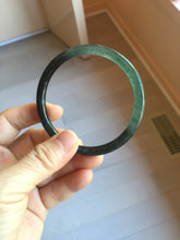 Load image into Gallery viewer, 58mm Type A 100% Natural half black half icy dark green/blue/gray Guatemala slim round cut Jadeite bangle PJ19-2615