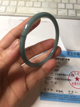 Load image into Gallery viewer, 51.5mm Certified Type A 100% Natural Light Blue Green Gray Ru Kiln Sky Celadon Blue (汝窑天青蓝) Guatemala Jadeite Jade Slim Round Bangle PJ104-7377