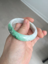 Load image into Gallery viewer, 47mm certified 100% natural Type A sunny green white oval jadeite jade bangle BP49-9340