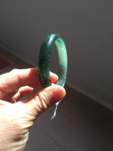 Load image into Gallery viewer, 58.6mm Certified Type A 100% Natural dark green/blue/gray/black with flying snow Guatemala Jadeite bangle BS155-0123