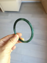 Load image into Gallery viewer, 53mm Certified Type A 100% Natural dark green/blue/gray Guatemala slim round cut Jadeite bangle PJ18-2595