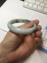 Load image into Gallery viewer, 54.6mm Certified Type A 100% Natural white/light green with grenn floating flowers Jadeite Jade bangle E154-2437