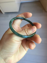 Load image into Gallery viewer, 53mm Certified Type A 100% Natural dark green/blue/gray Guatemala slim round cut Jadeite bangle PJ18-2595