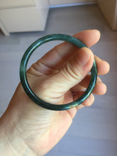 Load image into Gallery viewer, 53mm Certified Type A 100% Natural dark green/blue/gray Guatemala slim round cut Jadeite bangle PJ18-2595
