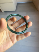 Load image into Gallery viewer, 53mm Certified Type A 100% Natural dark green/blue/gray Guatemala slim round cut Jadeite bangle PJ18-2595