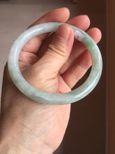 Load image into Gallery viewer, 57.5mm certified 100% natural Type A light green white round cut jadeite jade bangle PE11-3843