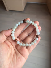 Load image into Gallery viewer, 6.8-7.2mm size 50-58mm 100% natural type A icy watery white brown jadeite jade beads bracelet PB76