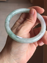Load image into Gallery viewer, 57.5mm certified 100% natural Type A light green white round cut jadeite jade bangle PE11-3843