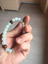 Load image into Gallery viewer, 6.8-7.2mm size 50-58mm 100% natural type A icy watery white brown jadeite jade beads bracelet PB76