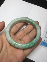 Load image into Gallery viewer, 55.6 mm Certified type A 100% Natural sunny green/white Jadeite bangle AY83-3466