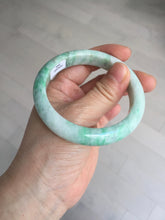Load image into Gallery viewer, 55.6 mm Certified type A 100% Natural sunny green/white Jadeite bangle AY83-3466