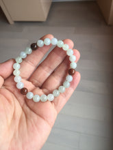 Load image into Gallery viewer, 6.8-7.2mm size 50-58mm 100% natural type A icy watery white brown jadeite jade beads bracelet PB76