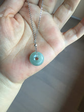 Load image into Gallery viewer, 14mm Type A 100% Natural light green blue Jadeite Safety Guardian Button donuts pendant BG209