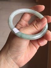 Load image into Gallery viewer, 57.5mm certified 100% natural Type A light green white round cut jadeite jade bangle PE11-3843