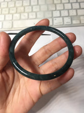 Load image into Gallery viewer, 61.4mm Certified Type A 100% Natura dark blue/green/gray/black Guatemala slim round cut Jadeite bangle PJ105