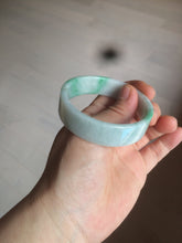 Load image into Gallery viewer, 52.5mm Certified type A 100% Natural sunny green/purple/white square Jadeite Jade bangle AX45-4714