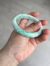 Load image into Gallery viewer, 55.6 mm Certified type A 100% Natural sunny green/white Jadeite bangle AY83-3466