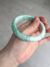 Load image into Gallery viewer, 55.6 mm Certified type A 100% Natural sunny green/white Jadeite bangle AY83-3466