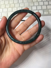 Load image into Gallery viewer, 61.4mm Certified Type A 100% Natura dark blue/green/gray/black Guatemala slim round cut Jadeite bangle PJ105