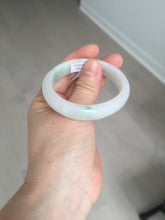 Load image into Gallery viewer, 47mm certified 100% natural Type A icy watery sunny green white oval jadeite jade bangle BP47-9362