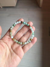 Load image into Gallery viewer, 5.7-6mm size 52-56mm 100% natural type A green/yellow/brown/white jadeite jade beads bracelet PB74
