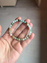 Load image into Gallery viewer, 5.7-6mm size 52-56mm 100% natural type A green/yellow/brown/white jadeite jade beads bracelet PB74