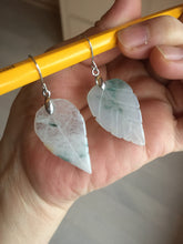 Load image into Gallery viewer, 100% natural type A white purple green yellow jadeite jade leaf pair pendant/earring group BP156