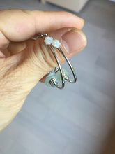 Load image into Gallery viewer, 9.7-11mm 100% Natural icy watery light green/clear safe and sound donut button minimalist jadeite Jade Hoop earring PA154