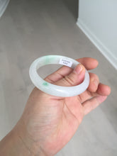 Load image into Gallery viewer, 47mm certified 100% natural Type A icy watery sunny green white oval jadeite jade bangle BP47-9362