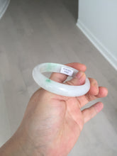 Load image into Gallery viewer, 47mm certified 100% natural Type A icy watery sunny green white oval jadeite jade bangle BP47-9362