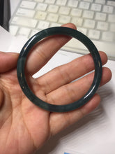 Load image into Gallery viewer, 56.2mm Certified Type A 100% Natura dark blue/green/gray/black Guatemala slim round cut Jadeite bangle PJ106-2076