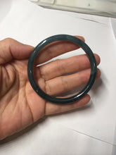 Load image into Gallery viewer, 56.2mm Certified Type A 100% Natura dark blue/green/gray/black Guatemala slim round cut Jadeite bangle PJ106-2076