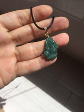 Load image into Gallery viewer, 100% Natural Type A Blue Green Gray Black 3D Pixiu (貔貅) Feng Shui Wealth Attractor Guatemala Jadeite Pendant Group Necklace PH222