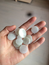Load image into Gallery viewer, 100% Natural icy watery white/light green jadeite Jade round disc Pendant/worry stone BF99