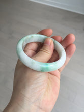 Load image into Gallery viewer, 54mm 100% natural certified sunny green/white (白底青) jadeite jade bangle BL36-5240