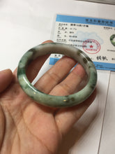 Load image into Gallery viewer, 50.5mm Certified type A 100% Natural sunny green dark green brown with green floating flowers oval Jadeite Jade bangle PD130-6295