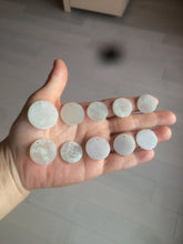 Load image into Gallery viewer, 100% Natural icy watery white/light green jadeite Jade round disc Pendant/worry stone BF99