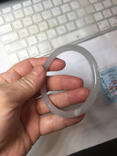 Load image into Gallery viewer, 53.9mm Certified 100% Natural icy gray (灰冰) pale pink(藕粉) slim round cut nephrite jade bangle HN159-9101