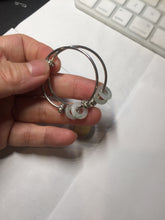 Load image into Gallery viewer, 9.7-11mm 100% Natural icy watery light green/clear safe and sound donut button minimalist jadeite Jade Hoop earring PA154