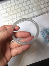 Load image into Gallery viewer, 53.9mm Certified 100% Natural icy gray (灰冰) pale pink(藕粉) slim round cut nephrite jade bangle HN159-9101